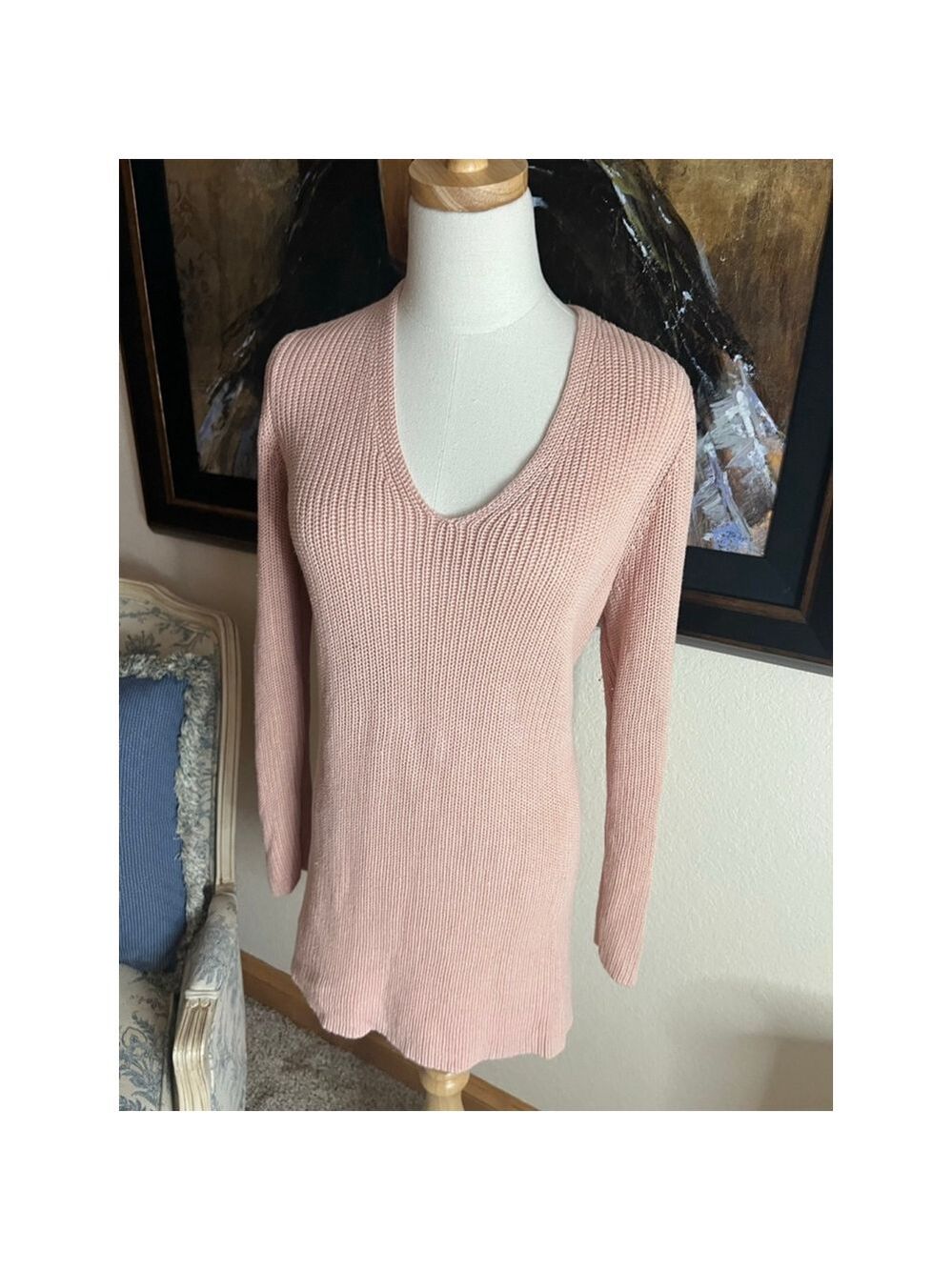 Eileen Fisher Pink V-Neck Sweater L